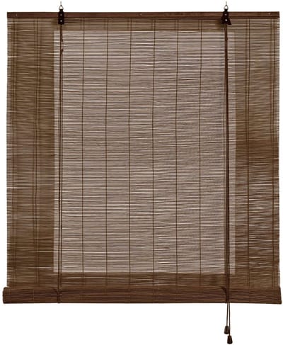 Storesdeco - Bamboe rolgordijn voor binnen en buiten - Donkerbruin, 60x175 cm