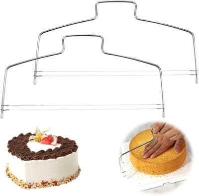 Dailygoods - TNSLAND Taartsnijder, 2 stuks, roestvrij staal, taartbodemsnijhulp, in hoogte verstelbaar, snijdraad, taartzaag, taartsnijder, bakaccessoires voor het snijden van taarten, cake, brood