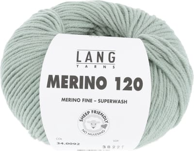 Lang Yarns Merino 120 - 92 grijsgroen - Merinowol Garen