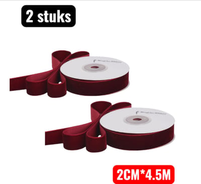 2 stuks - Linten - Kerstversiering - Kersthanger - Kerstversieringen - 2 cm breed - 4,5 meter lang - Wijnrood Fluweel Lint - Een-zijdig Lint voor DIY Strikken en Boeket Decoratie - Cadeau Inpakken en Bakken Versiering - Claret