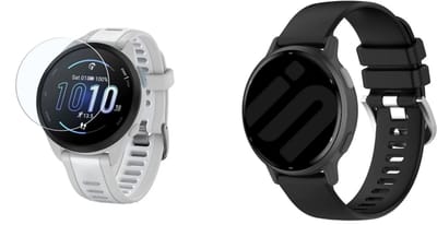 Strap-it Siliconen Classic Band + Screenprotector geschikt voor Garmin Vivoactive 6 / 5 / 3 / Vivomove / 3 / HR / Style / Luxe / Sport / Trend / Forerunner 645 / 570 / 245 / 170 / 165 / 70 / 55 / Venu / SQ / SQ2 / 2 Plus / Approach S12 - Bundel
