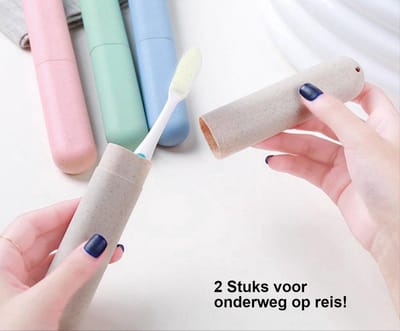 *** 2x Reiskoker voor Tandenborstel GrijsKoker Tandenborstelcase Houder- Beschermer - van Heble® ***