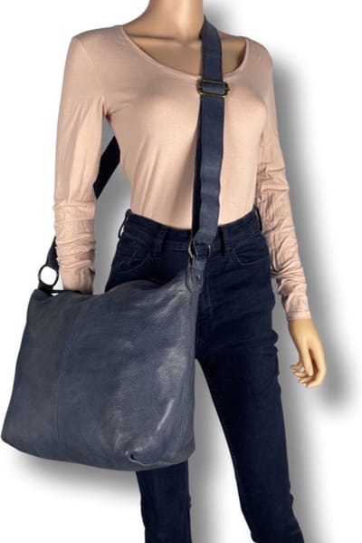 Damestas - Schoudertas - Crossbody Tas Dames - Blauw - Leer - Veel Ruimte - Arrigo