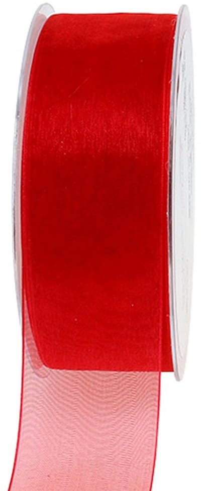Organza lint met zelfkant lint organza 40mm 50m rood