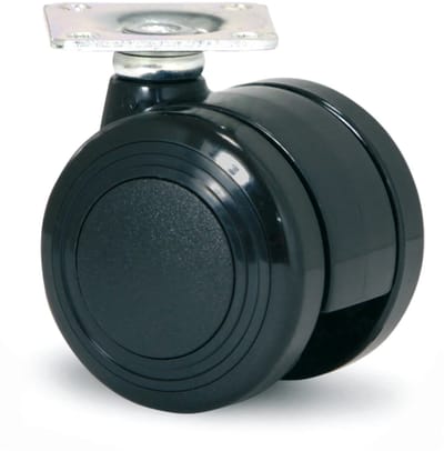 Meubelwiel 40mm PU dubbel soft met plaat 38x38mm