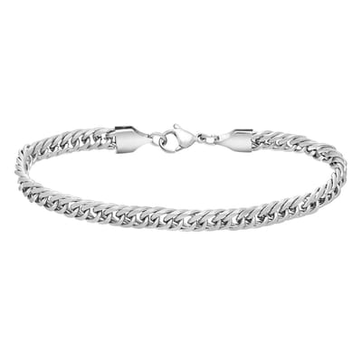 Lucardi Heren Armband gourmet - Staal - Armband - Vaderdag Cadeautje - 21 cm - Zilverkleurig