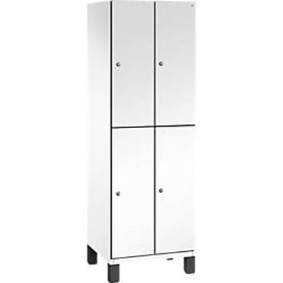 C+P dubbeldekkast Cambio, 2 vakken, 4 legborden, op poten, B 600 x D 525 x H 1980 mm, verkeerswit/wit