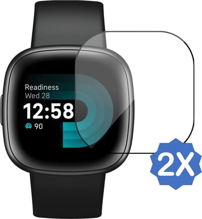 2x Geschikt voor Fitbit Versa 4 / Geschikt voor Fitbit Sense 2 Screenprotector - Beschermglas Folie Geschikt voor Fitbit Sense 2 / Geschikt voor Fitbit Versa 4 Screenprotector