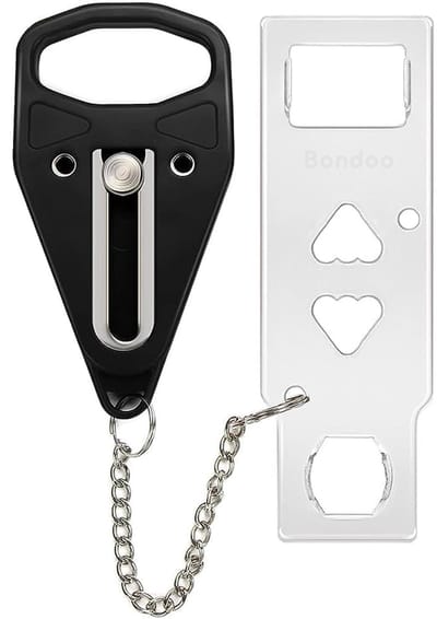 Bondoo Draagbaar Deurslot voor stompe deur - Portable door lock - Deurstopper - Reis Slot Deur - Extra beveiliging thuis & op reis - Zwart