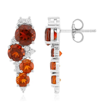 Cavill - Zilveren Oorbellen - 925 Sterling Zilver Gerhodineerd - Madeira Citrien Edelstenen 2 91 ct - Rond Slijpsel - Elegante Oranje Glans