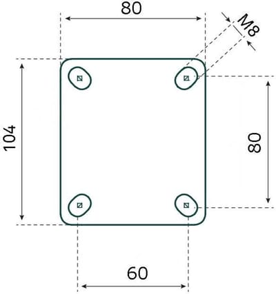 Tarsus Zwenkwiel - 100 mm - Stalen Velg - Massieve Rubberband - 60 kg Draagvermogen