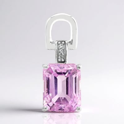 Cavill - Zilveren Hanger 925 Sterling met Achthoekige Kunziet 4,038 ct en Zirkonia 0,018 ct - Luxe Palladiumlaag - Sieraden Dames