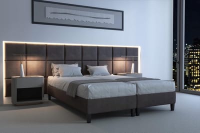 Boxspringbed 140x200 cm met Visco Topper & 7-Zone Pocketvering Matras – Hotelbed met Luxe Hoofdbord & Hoge Instap – Pauwhome
