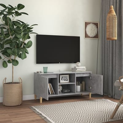 vidaXL - Tv-meubel - met - massief - houten - poten - 103,5x35x50 - cm - betongrijs