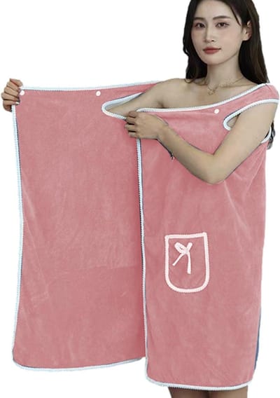 Badhanddoekwikkel - Saunakilt Dames - Na het Douchen - Zachte Koraal Fleece - 80 x 135 cm - Lichtroze
