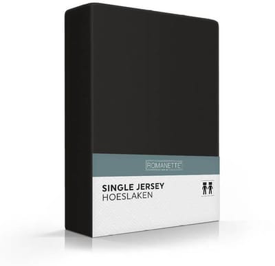 Jersey hoeslaken - Zwart - Lits-jumeaux (160x210/220 cm) - (180x200 cm)