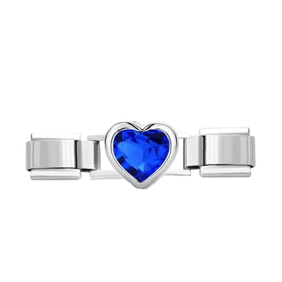 Quiges - Schakel - Bedel - 9mm - charms - Kleurrijk - Blauw - Hart - Geschikt voor - armband - Schakelarmband - italy bedels armband