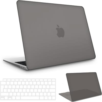 Beschermende Hoes voor MacBook Air 13 Inch (2018-2021) - Matte Harde Shell en Ultra Dun TPU Toetsenbordcover - Grijs, Ideaal voor Studenten en Professionals