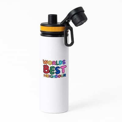 Hacebo® - world's best neighbour waterfles met draaidop oranje - Buurman - beste buurman - verjaardagscadeau - kado - gift - water fles - 850ML