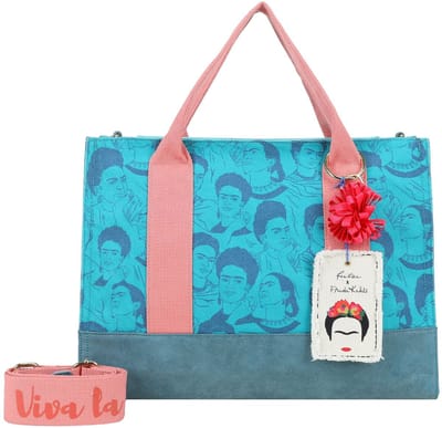 Fritzi aus Preußen schoudertas Canvas Fritzi x Frida Kahlo Tote Bag Limited Frida Heads turquoise