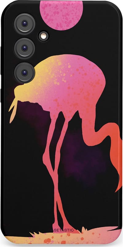 Casetastic Hoesje Geschikt voor Samsung A35 - Stijlvolle Beschermende Duo-layer Case - Silhouet Flamingo