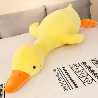 90 -140cm Grote Zachte Liggende Eend Pluche Mat Mooie Grote Pluche Eend Poppen Knuffeldier Kussen Slaap Rugkussen Voor Baby 140cm