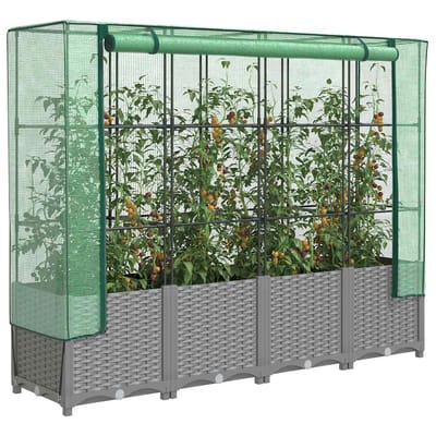 vidaXL - Plantenbak - verhoogd - met - kashoes - 160x40x138 - cm - rattanlook