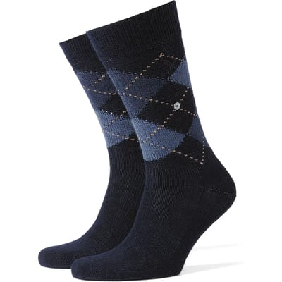 Burlington Preston gedessineerd materiaal sokken heren blauw - maat 46-50