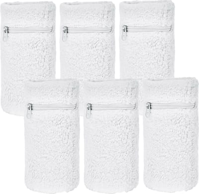 Arowell Premium Polszweetbandjes met Portemonnee en Rits – Wit – 12 x 8 cm – Set van 6