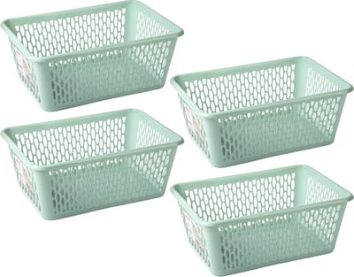 Plasticforte opbergmand/kastmandje - 4x - 13 liter - mintgroen - kunststof - 26 x 37 x 14 cm