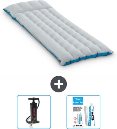 Intex Campingmat - 1-Persoons - 67 x 184 x 17 cm - Blauw - Inclusief Pomp en Reparatieset