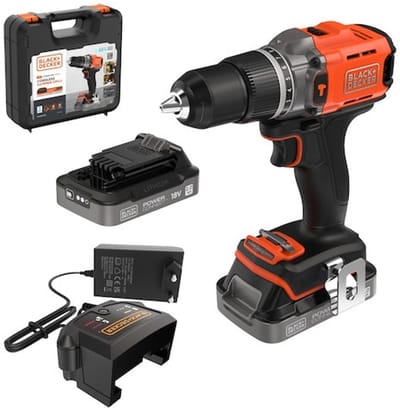 BLACK+DECKER Gereedschap - 18V ACCU-klopboor-/schroefmachine, 2x accu 2,0 Ah, Li-Ion, lader BCD383D2XK-QW