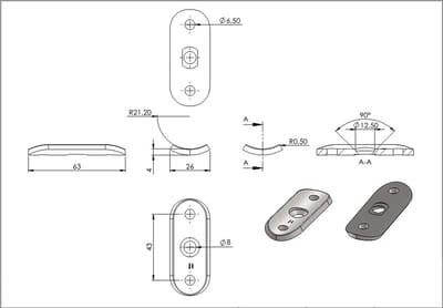 Montageplaat voor Ronde Pijpen Ø 42.4 mm - Staal S235JR - Bevestigingsdrager voor Balustrade en Trapleuning