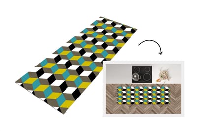 Keukenloper - Loper keuken - Blokken - Patronen - 3D - 150x50 cm - Keukenloper vinyl