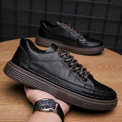 Herenschoenen Lente Nieuwe Zwarte Schoenen Werkschoenen Trendy Veelzijdige Leren Schoenen Heren Lichtgewicht Sportieve Casual Schoenen 44 gray