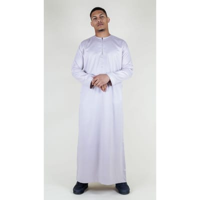 Beige Thobe Robe Satijn Emirati Islamitische Jubba Eid Slim Fit voor heren