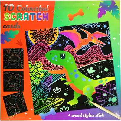 Set van 10 Kraskaarten - inclusief Houten Stylus - Dino's