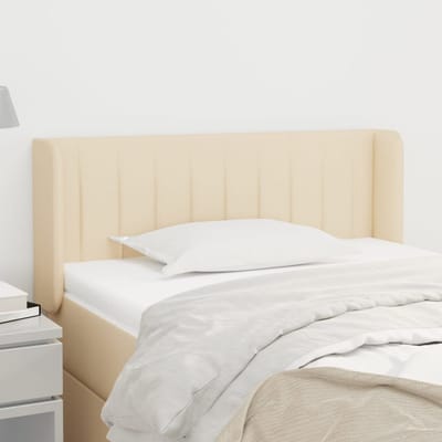 vidaXL - Hoofdbord - met - randen - 83x16x78/88 - cm - stof - crèmekleurig
