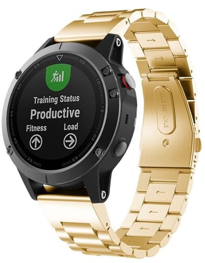 By Qubix - Geschikt voor Garmin bandje - 26mm Quickfit - Stalen schakelband - Goud - Geschikt voor Garmin Fenix 8 / 8 Pro - 51mm