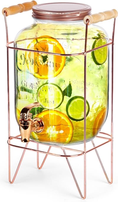 Drankdispenser met Kraan en Standaard Goud 4,2 l - Kraantje - Limonadetap - Drank Dispenser - Limonadedispenser - Kan - Karaffe