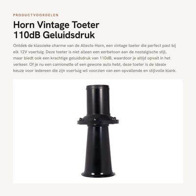 Dailygoods- Claxon 12 Volt - 110dB Geluidsdruk - Old Style - Voor Auto/Vrachtwagen - Eenvoudige Installatie - Hoogwaardig Kunststof - Toeter