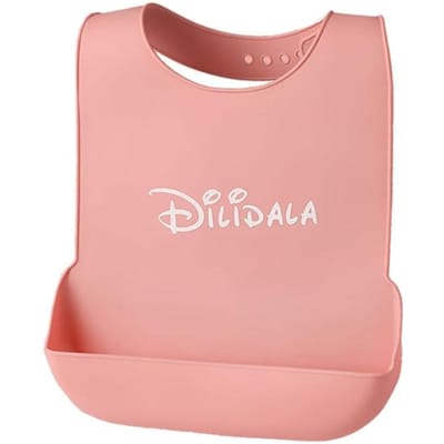 Bavoir en silicone pour personnes âgées, seniors, citoyens, bavoirs en silicone, poche de récupération, adultes handicapés, protection des repas rose