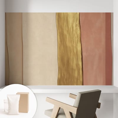 Coloray Behang - Golvende strepen Behangrol - 104x70 cm - Beige Behang - Voor liefhebbers van rustige en ingetogen interieurs - Behang Voor de woonkamer, slaapkamer en hal - Muurbehang Texturen