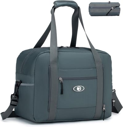 Vouwbare Reistas voor Handbagage 40x30x20 - Lichtgewicht Weekendtas voor Vliegtuig en Sport, Geschikt voor Wizzair en Vueling, 25L, Grijs