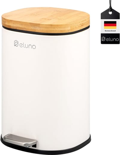 Pedaalemmer 5 liter - Afvalemmer binnenemmer - Badkamer keuken - Soft-close bamboedeksel - 18 5 x 27 5 cm