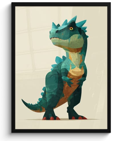 Poster in lijst - Fotolijst 60x80 cm - Posters - Stekels - Dino - Blauw - Gespierd - Posterlijst zwart - Decoratie - Wanddecoratie woonkamer - Muurdecoratie slaapkamer