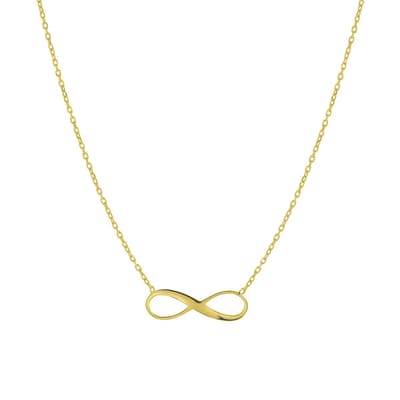 Lucardi Dames Ketting met hanger Infinity - 9 karaat - Ketting - Cadeau - 46 cm - Geelgoud