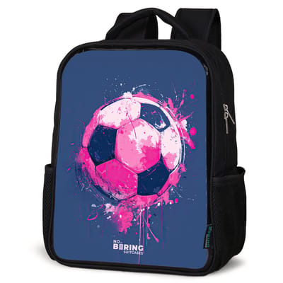 NoBoringSuitcases.com® - Rugzak zwart jongens - Schooltas jongen - NoBoringSuitcases.com® - Rugzak zwart - Schooltas jongen & meisje - Voetbal - Verf - Roze - Blauw - Rugtas voor school - Boekentas kind - Schoolrugzak - Kinderrugzak