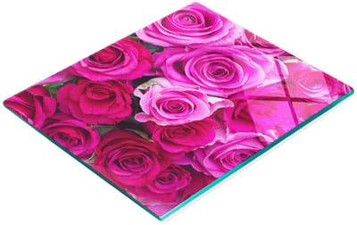 Decoratieve glazen serveerplank voor hapjes, rozenboeket, 60x52 cm