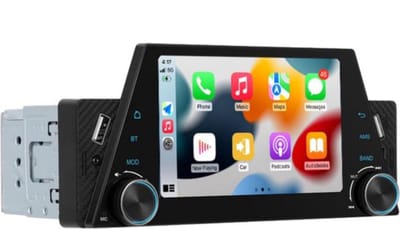 Boscer 1Din Autoradio Universeel - Apple Carplay & Android Auto (Draadloos) - 5 Inch HD Touchscreen - Bluetooth, USB, USB-C & MP5 - AHD Achteruitrijcamera & Externe Microfoon